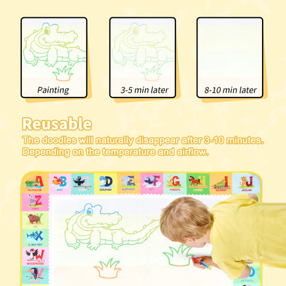 Drawings fade back to blank within minutes so the mat is reusable