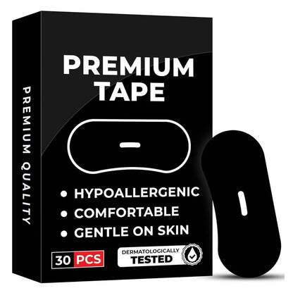 Box of gentle mouth tape strips with a single strip shown